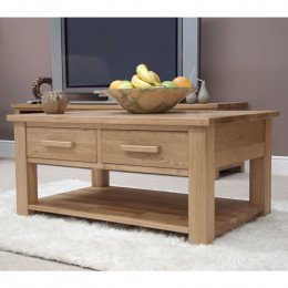 Opus Solid Oak Storage Coffee Table with Drawers