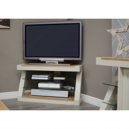 Z Painted Corner Television Cabinet (Natural Oak Top)
