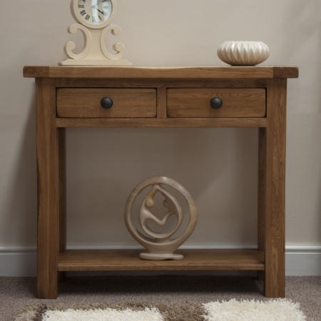 Rustic Solid Oak Console Table