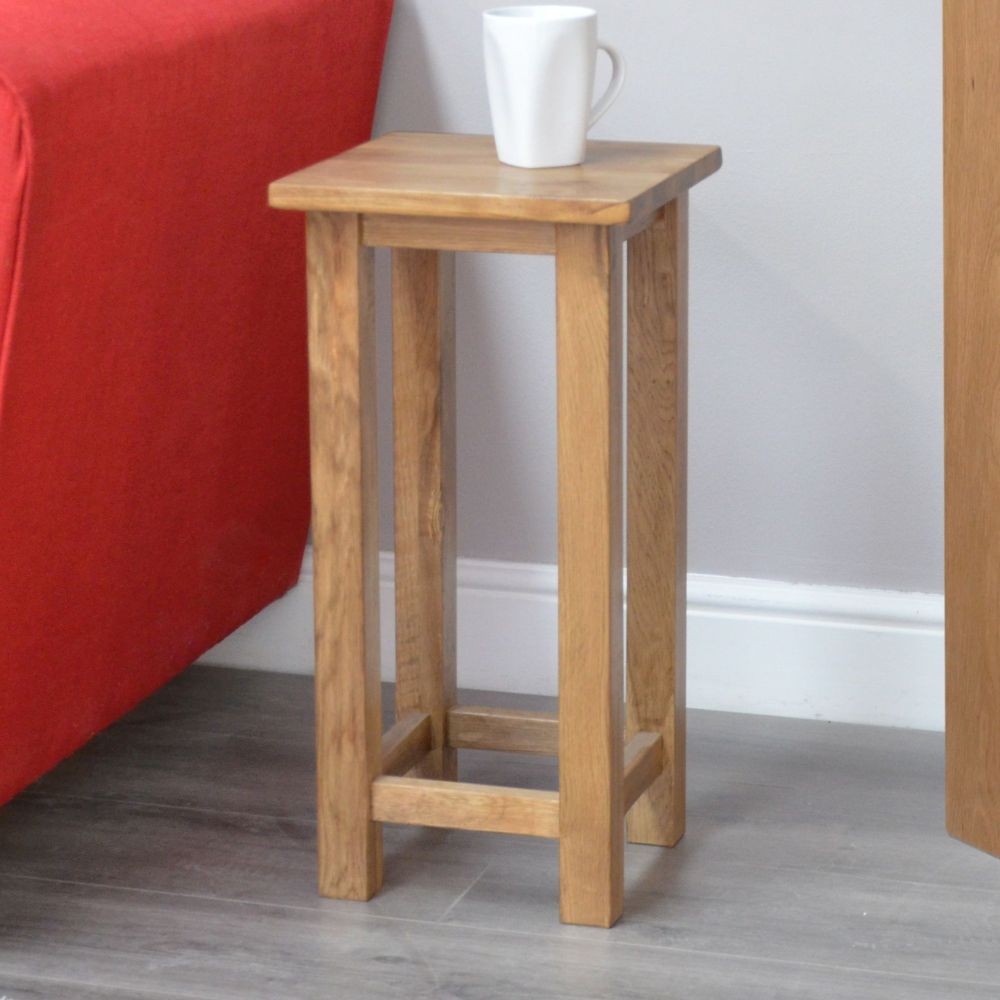 Rustic Solid Oak Furniture Square Lamp, Tall Lamp With Table