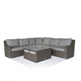 Sabine Garden Corner Sofa With Coffee Table And Four Stools