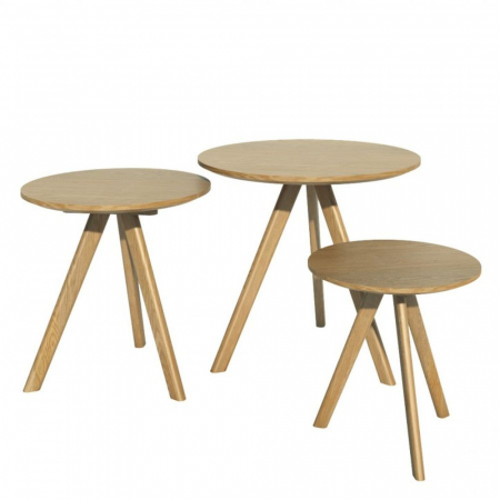 Scandic Solid Oak Round Nest of Three Tables