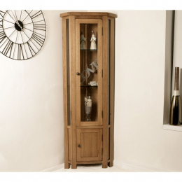 Tuscany Rustic Solid Oak Corner Display Cabinet