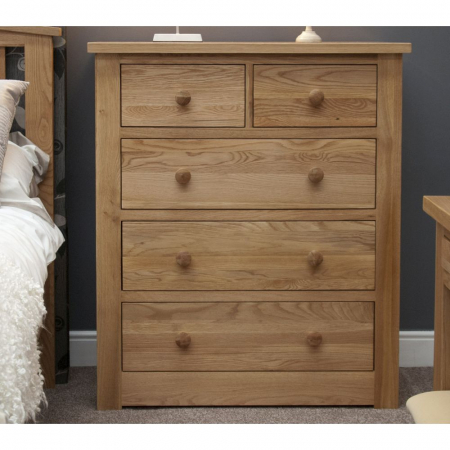 Torino Solid Oak 2 over 3 Chest of Drawers