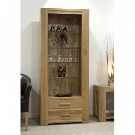 Trend Solid Oak Bookcase with Glass Shelves
