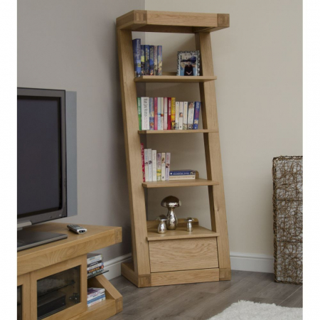 Z Solid Oak Large Bookcase with Drawer