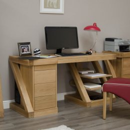 Z Solid Oak Large Computer Desk
