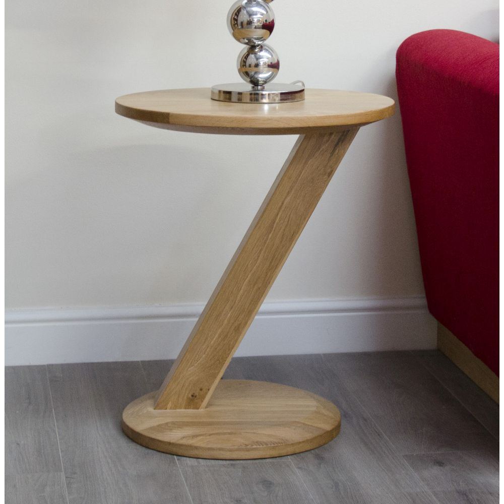Z Solid Oak Round Lamp Table