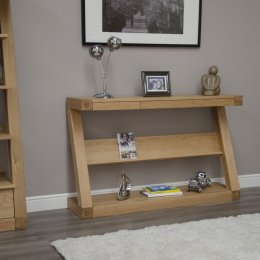 Z Solid Oak Wide Console Hall Table